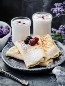 Pfannkuchen mit Wodka und Milch