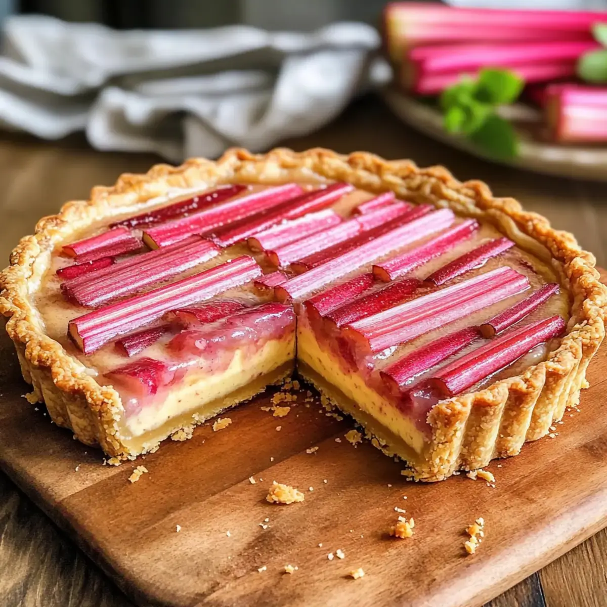 Rhabarbercremetarte mit Puddingcreme