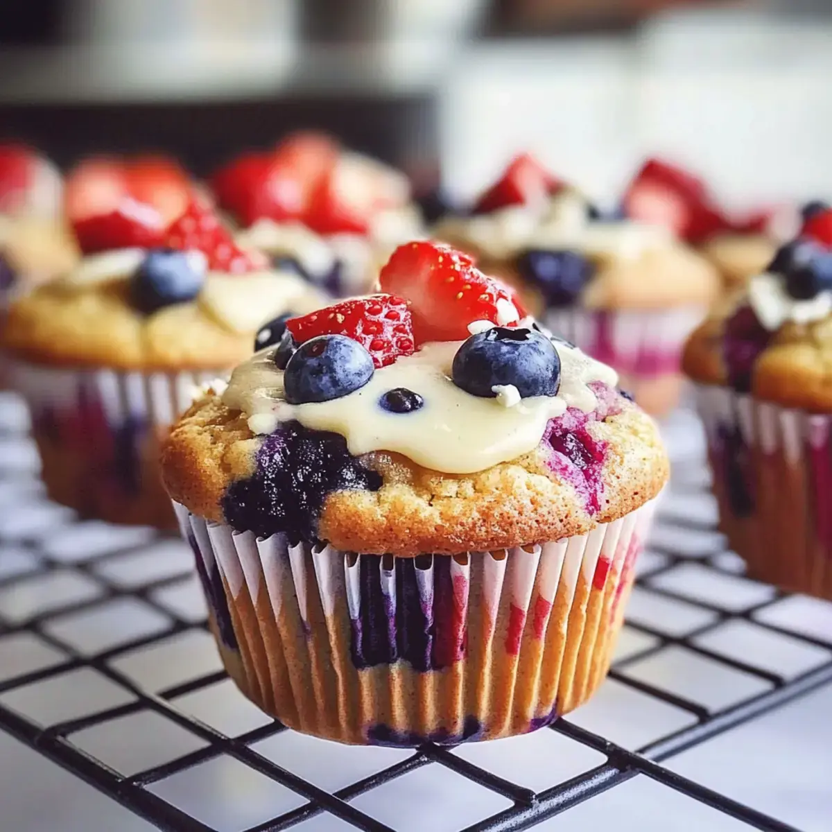 Rot Weiß und Blaubeer Muffins