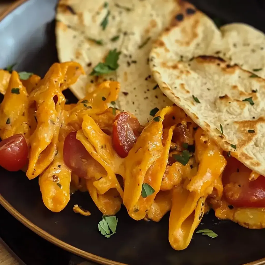 Scharfe Honig-BBQ-Hähnchen-Penne aus einer Pfanne