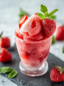 Selbstgemachtes Slush-Eis mit frischen Erdbeeren