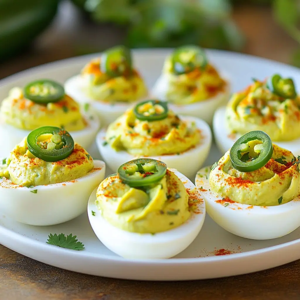 Spicy keto Avocado Deviled Eggs
