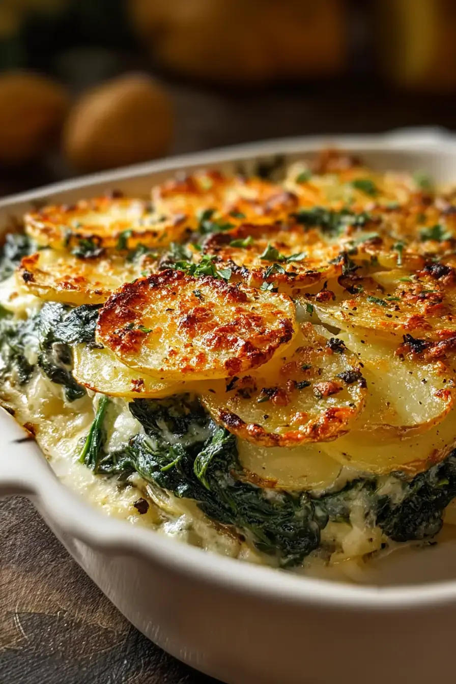 Spinat-Kartoffel-Knoblauch-Auflauf