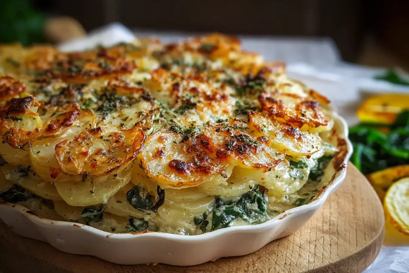 Spinat-Kartoffel-Knoblauch-Auflauf
