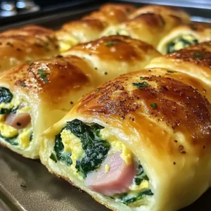 Spinat Schinken Frühstücksrollen