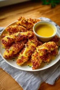 Super krosse Air Fryer Hähnchenstreifen mit Honig Senf Sauce