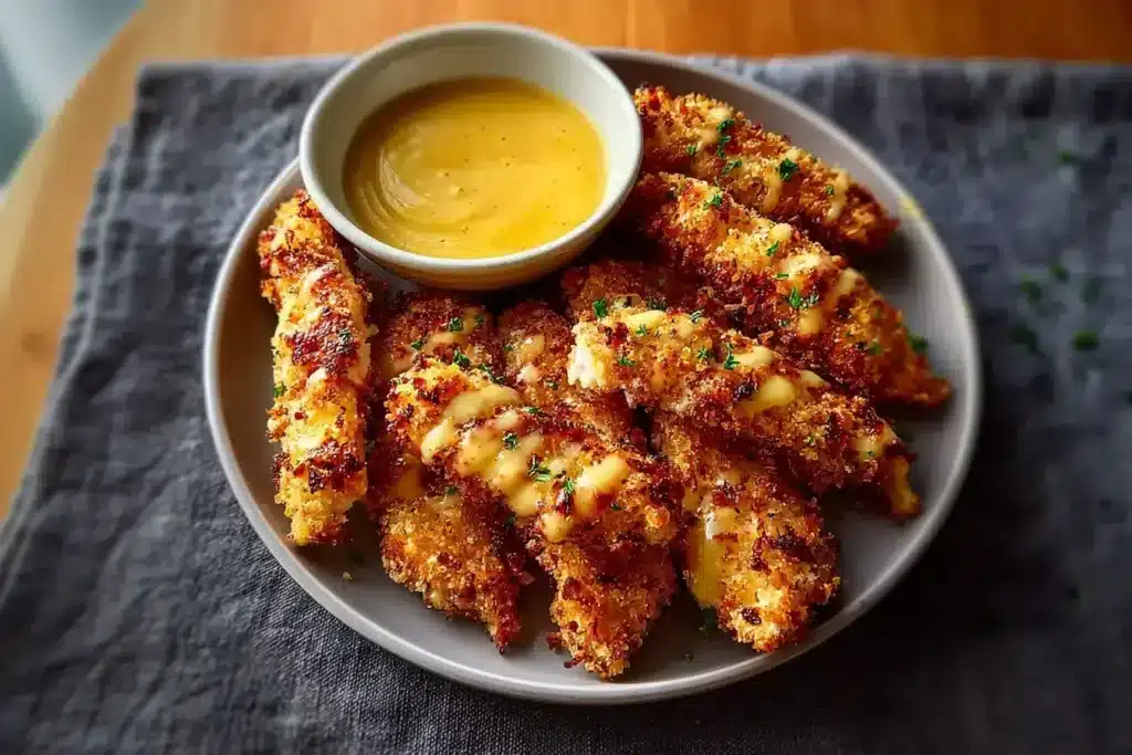 Super krosse Air Fryer Hähnchenstreifen mit Honig Senf Sauce