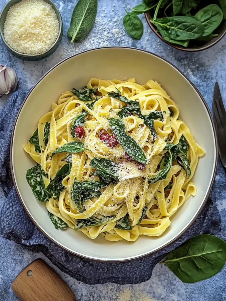 Tagliatelle mit Salbei und Spinat