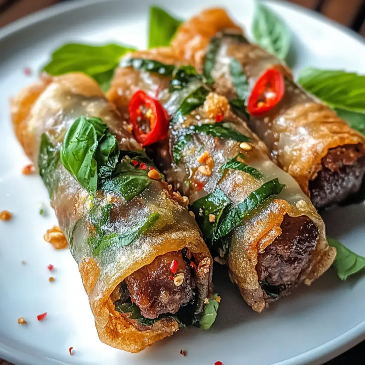 Thai-Basilikum-Rindfleisch-Rollen