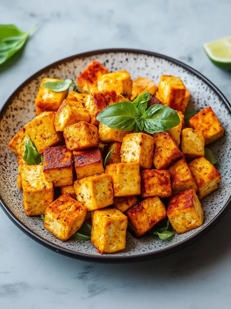 Vegane Tofu Würfel Heißluftfritteuse
