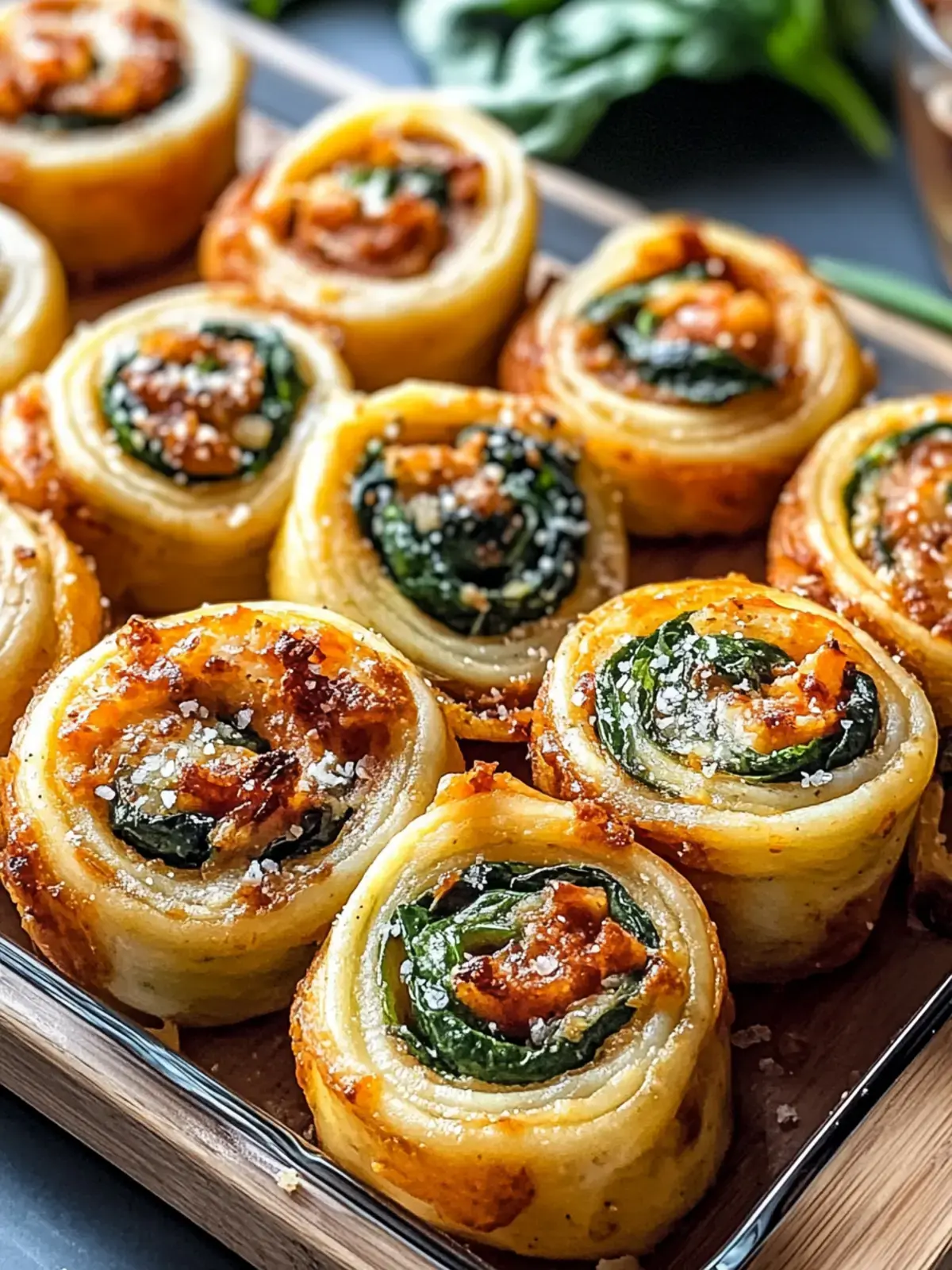 Vegane karamellisierte Zwiebel Spinat Pizza Rollen