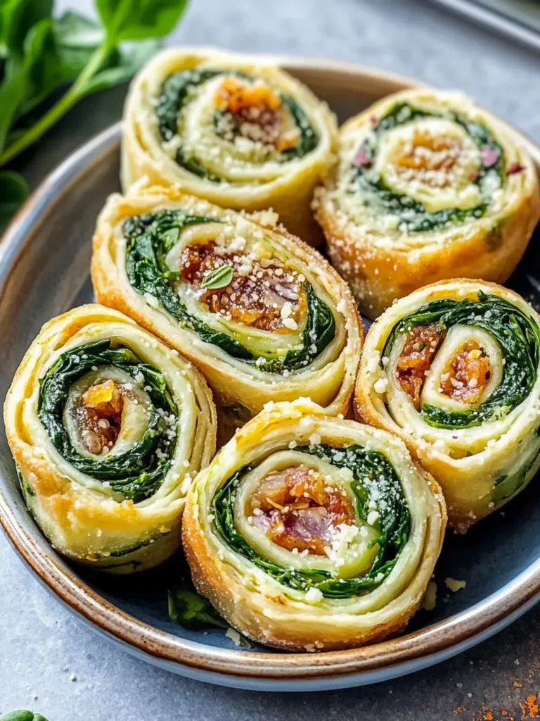 Vegane karamellisierte Zwiebel Spinat Pizza Rollen
