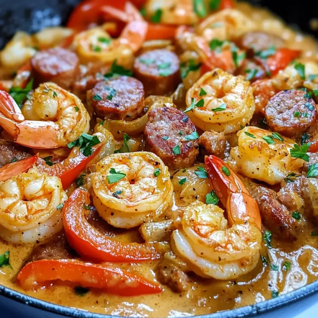 Würzige Keto Garnelen und Wurst Pfanne