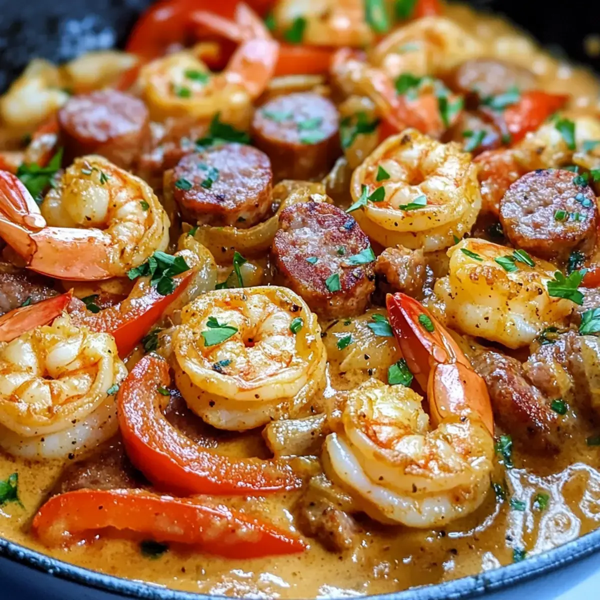 Würzige Keto Garnelen und Wurst Pfanne