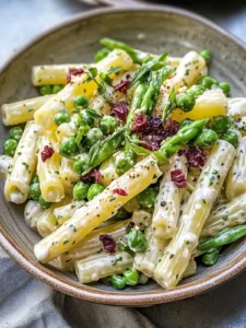 Zitronen-Dijon Spargel und Erbsen Makkaroni Salat