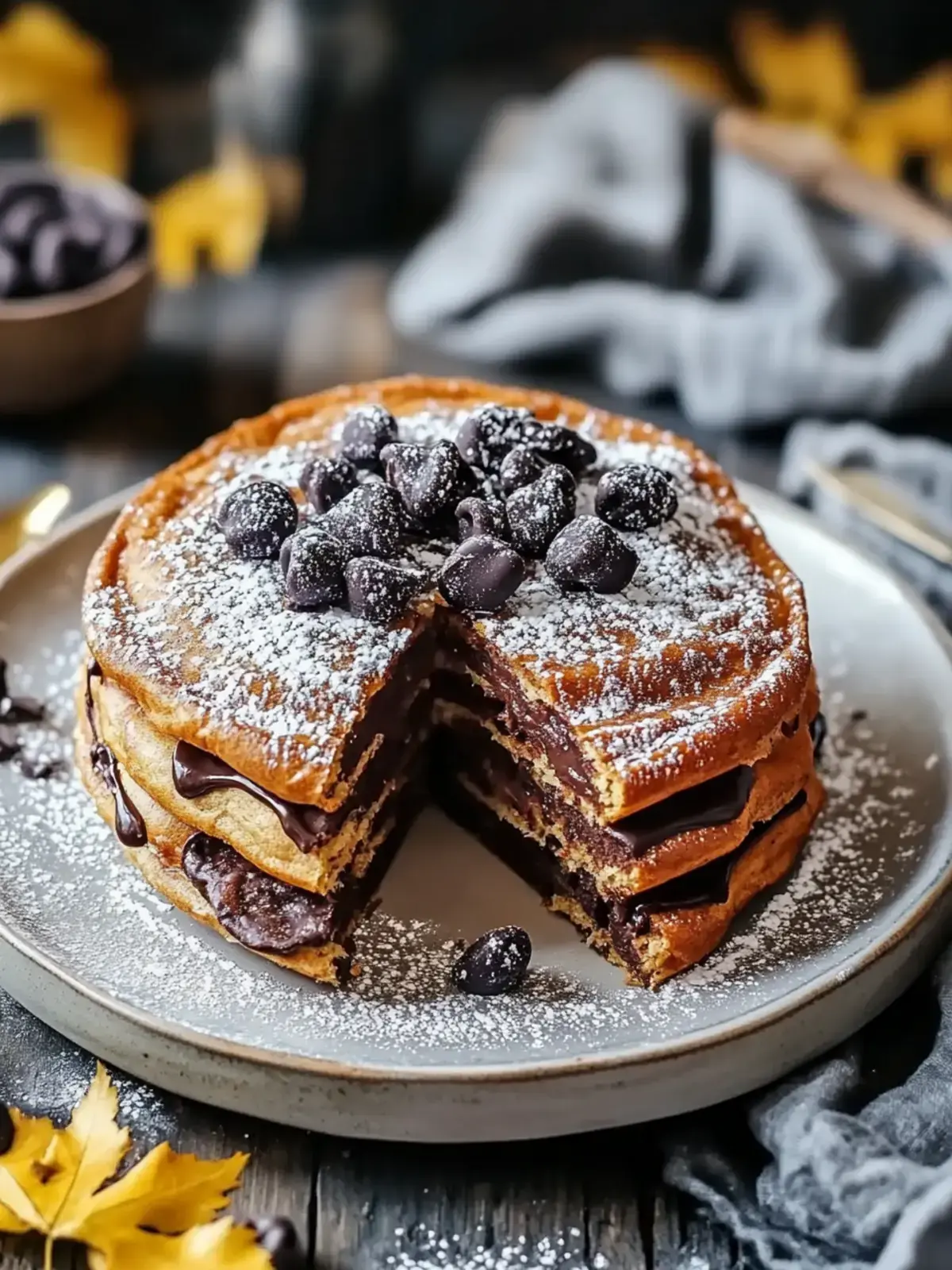 flauschige Kürbis-Schokoladenstückchen-Pfannkuchen