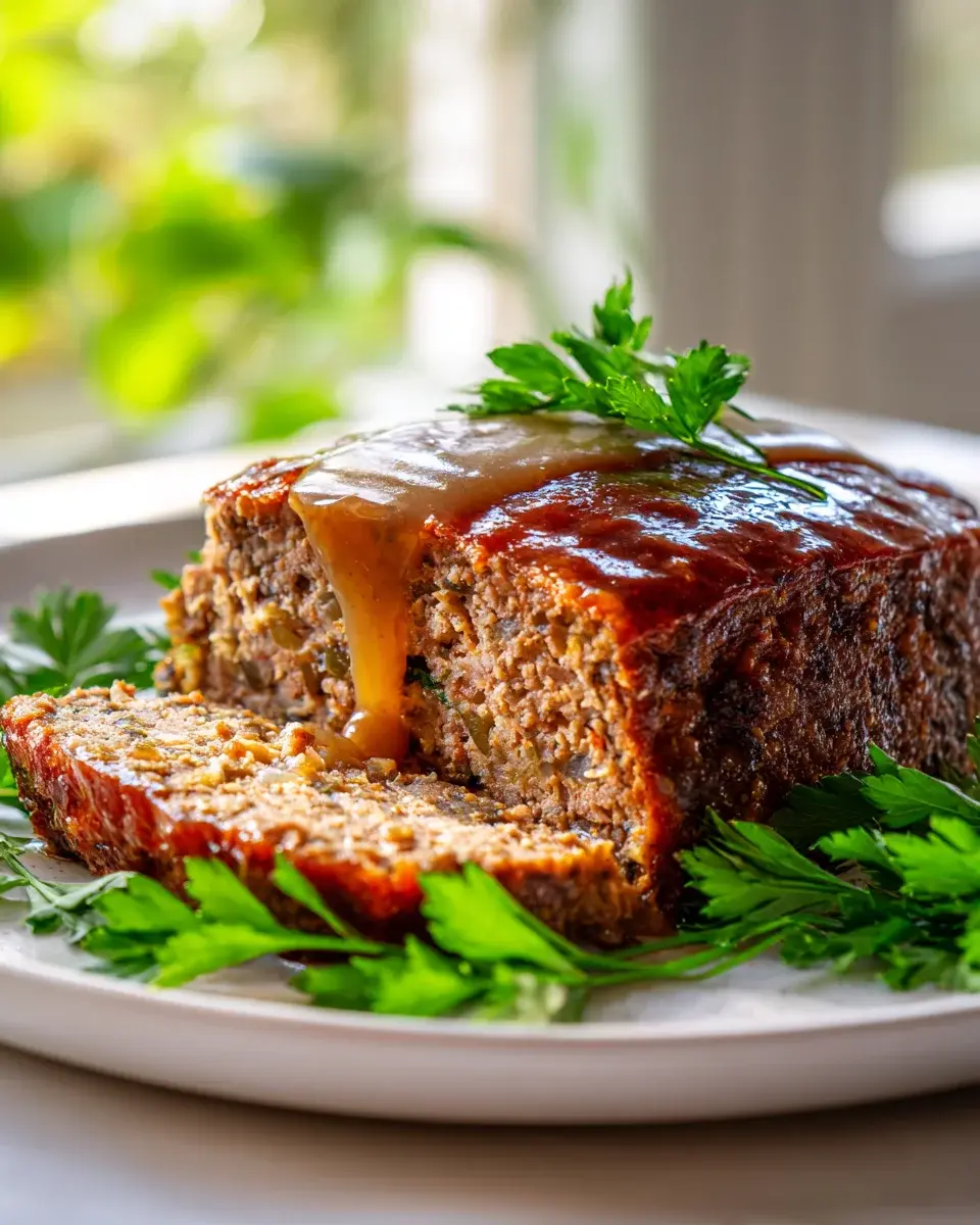 traditioneller Hackbraten mit Soße