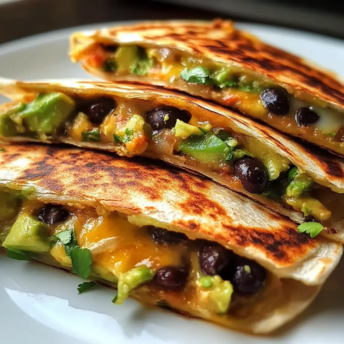 vegetarische Avocado Schwarzbohnen Quesadilla