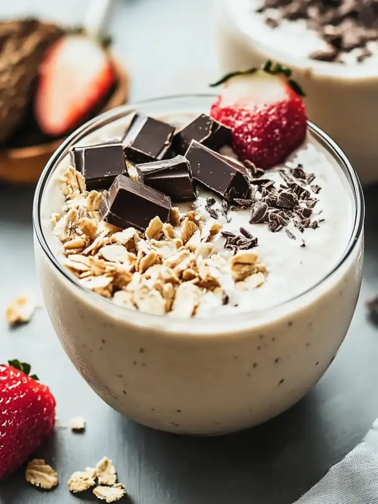 Dunkle Schokolade Kokosnuss Smoothie Schüssel