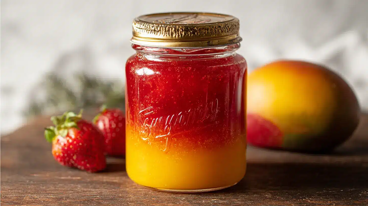 Erdbeer-Mango-Marmelade: Sonnenaufgang im Glas 2 Erdbeer-Mango-Marmelade