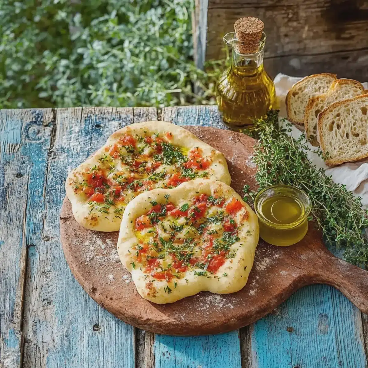 Fladenbrot mit Tomaten Knoblauchbutter