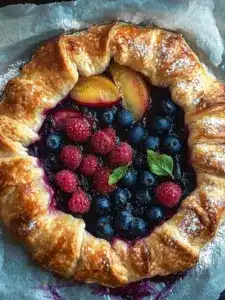 Galette mit Nektarinen, Himbeeren und Blaubeeren