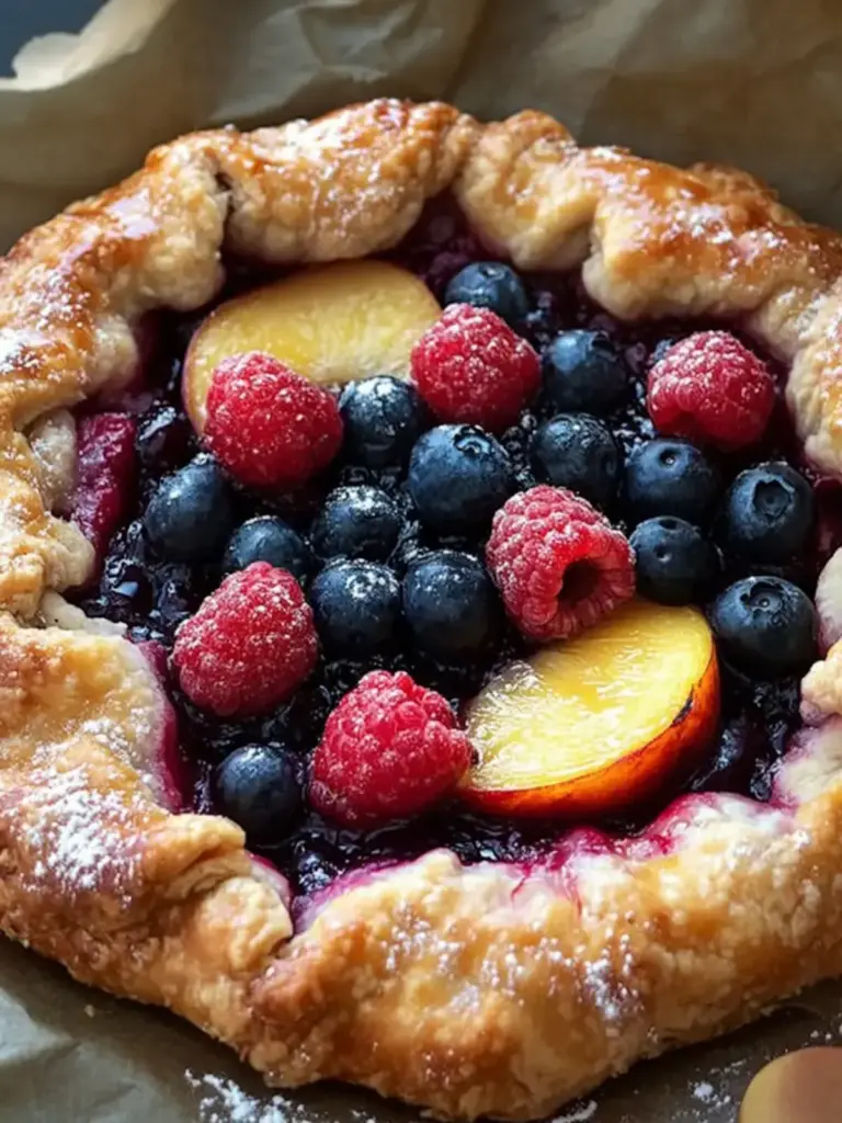 Galette mit Nektarinen Himbeeren Blaubeeren
