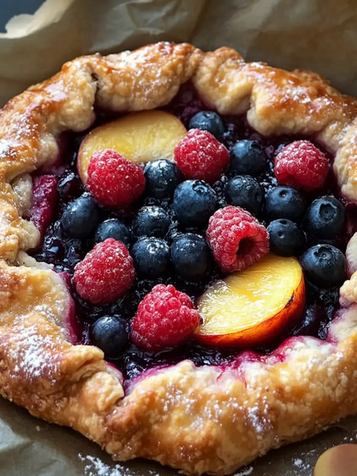 Galette mit Nektarinen Himbeeren Blaubeeren