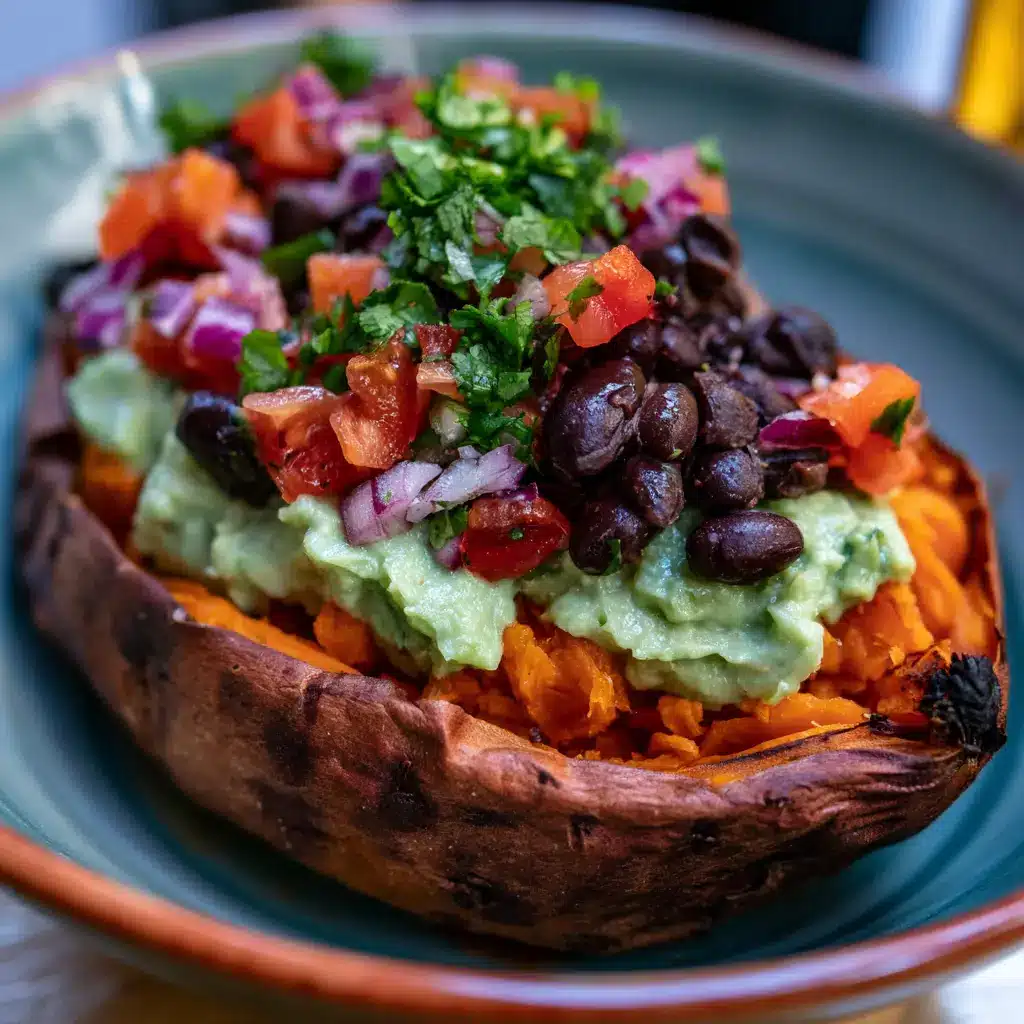 Gebackene Süßkartoffel mit Black Bean Salsa und Avocado-Creme - LNNRW 2 Gebackene Süßkartoffel Black Bean Salsa Avocado