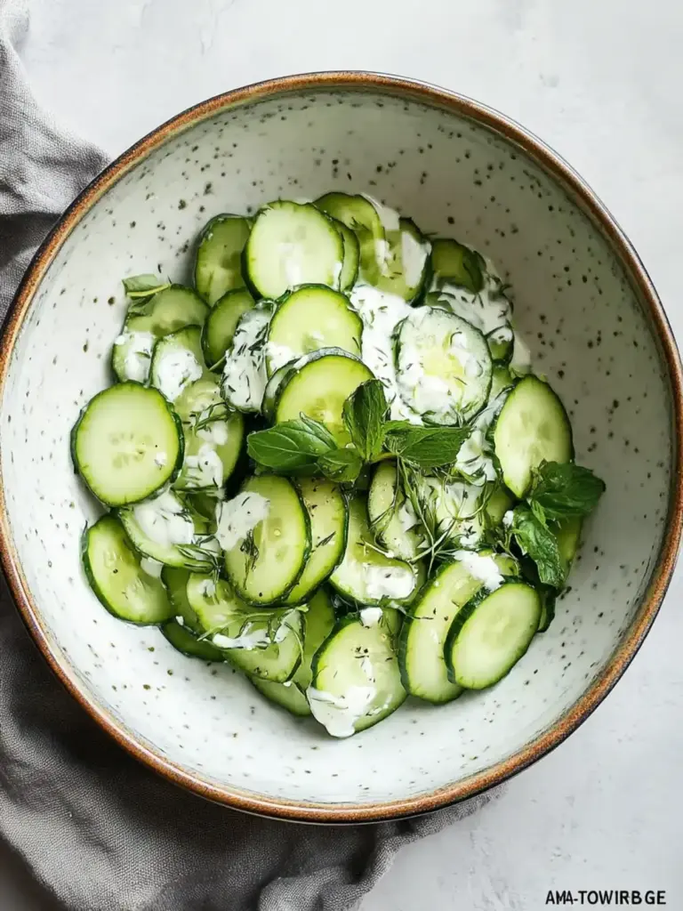 Gurkensalat Rezept mit Kräuter-Joghurt-Dressing
