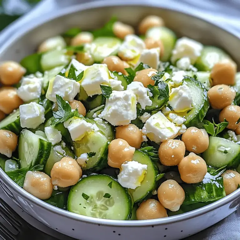 Gurkensalat mit Feta und Kichererbsen