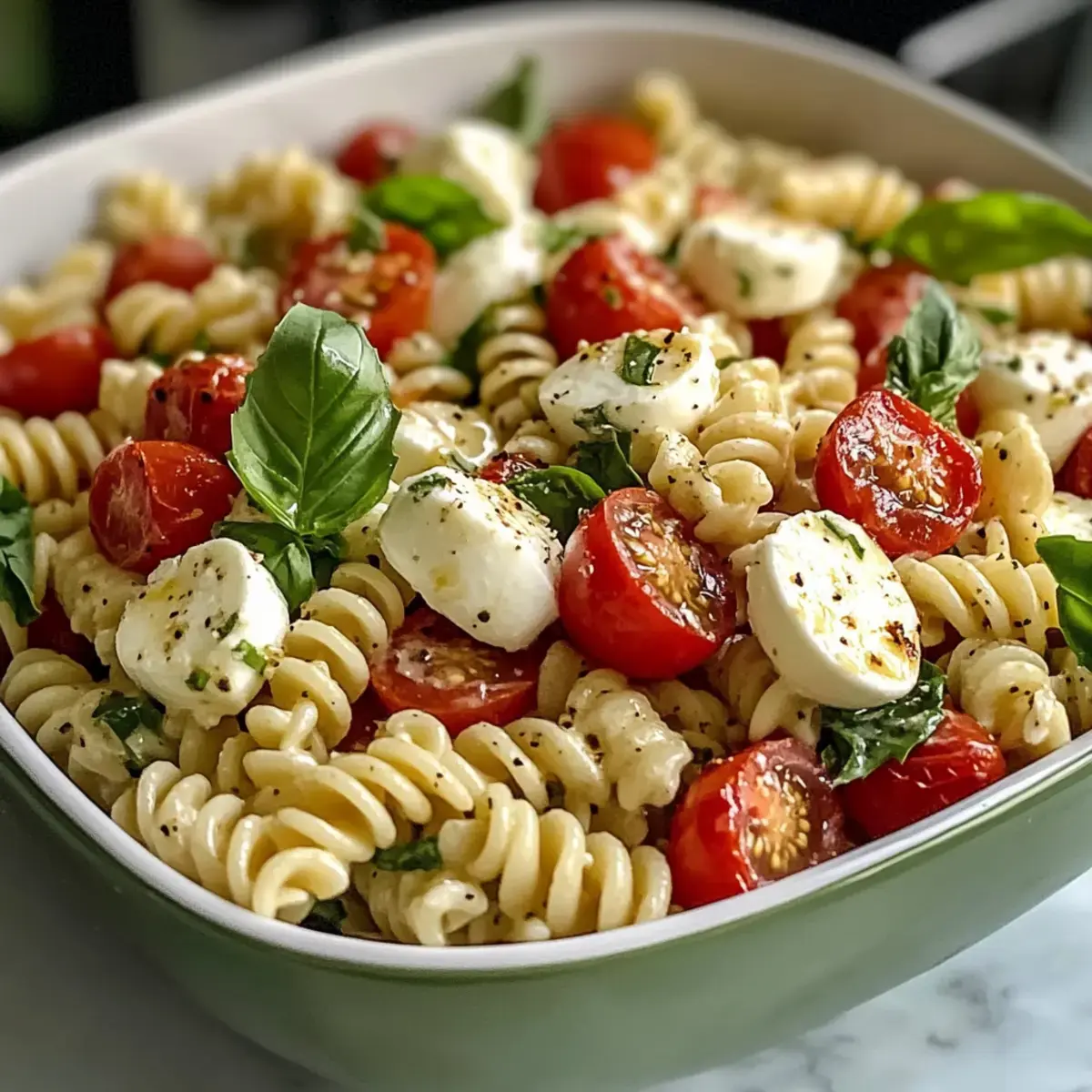 Hohe Protein Caprese Pasta Salat für eine leckere Mahlzeit 2 Hohe Protein Caprese Pasta Salat