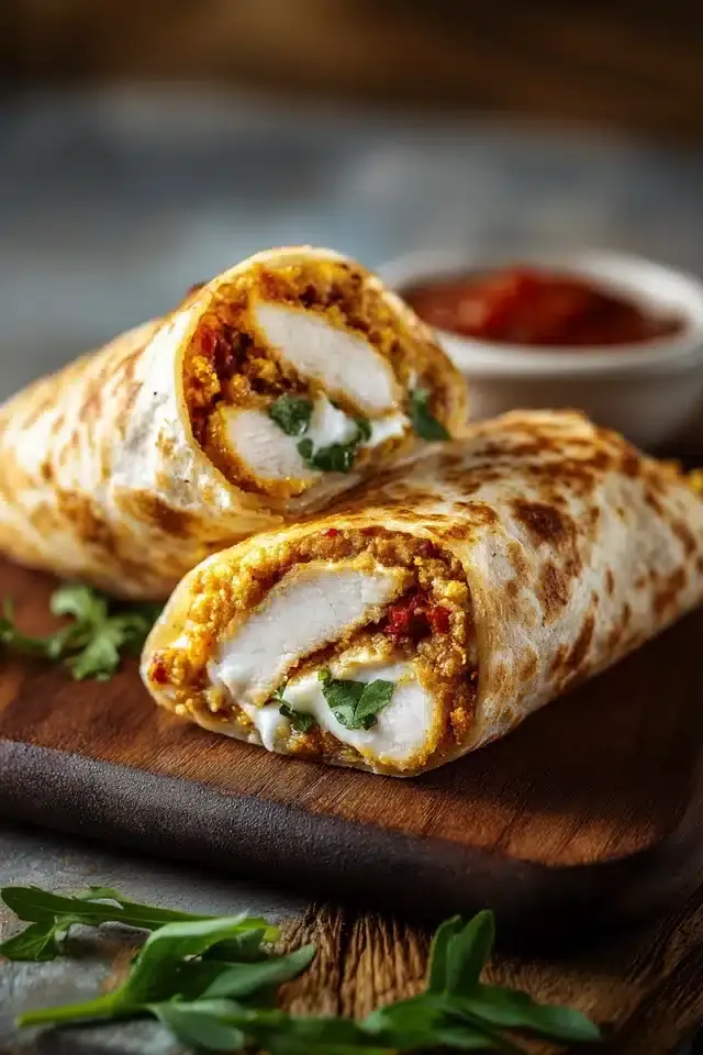 Knusprige Hähnchen Mozzarella Wraps Airfryer 2 Hähnchen Mozzarella Wraps Airfryer