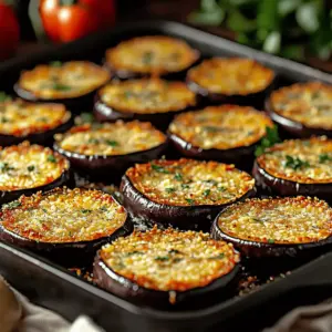 Knusprige Auberginen-Parmesan-Scheiben mit Tomaten-Chili-Dip