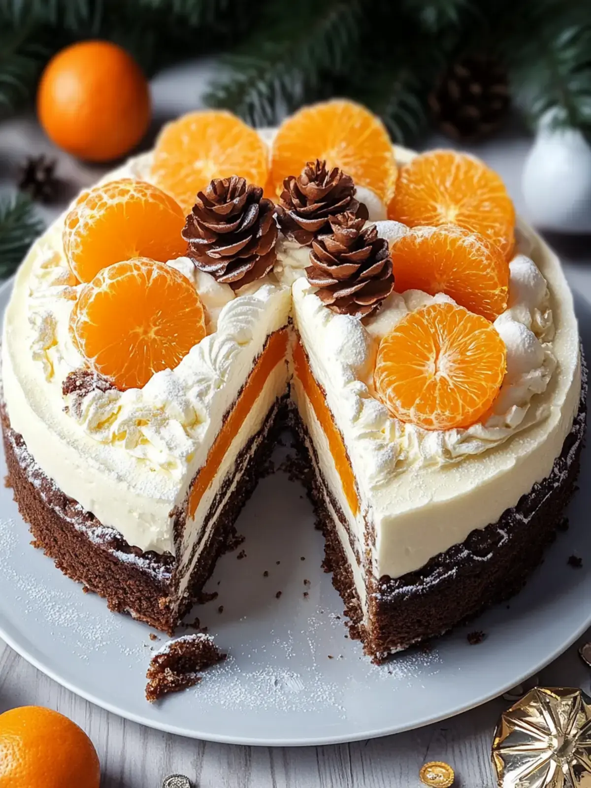 Lebkuchen-Torte mit Paradiescreme und Mandarinen