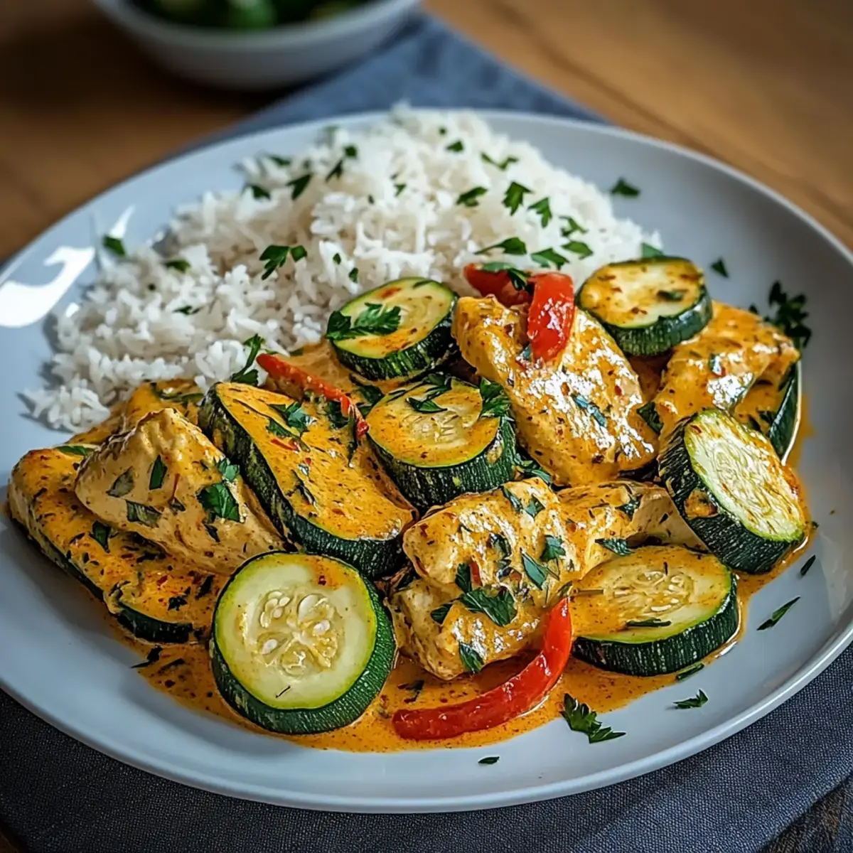 Paprika Zucchini Sahne Hähnchen einfach zubereiten 2 Paprika Zucchini Sahne Hähnchen