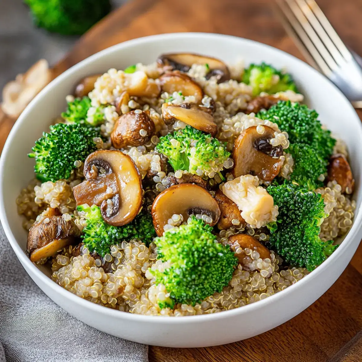 Quinoa Pfanne mit Brokkoli und Champignons