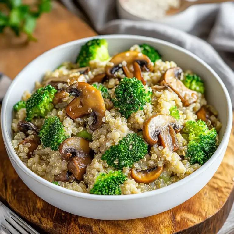 Quinoa Pfanne mit Brokkoli und Champignons