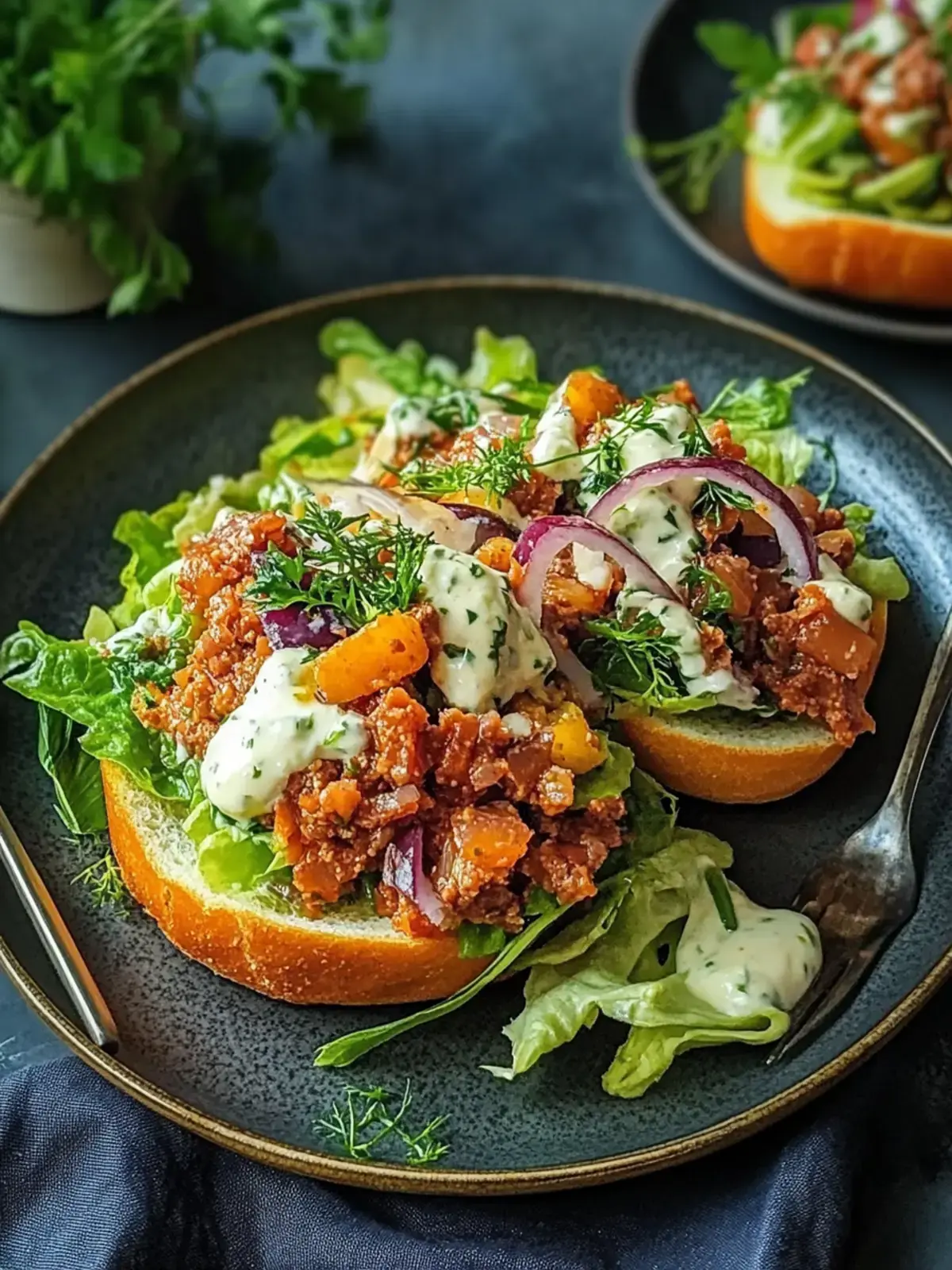 Irresistible Sloppy Joes mit cremigem Coleslaw-Topping 2 Sloppy Joes mit cremigem Coleslaw-Topping