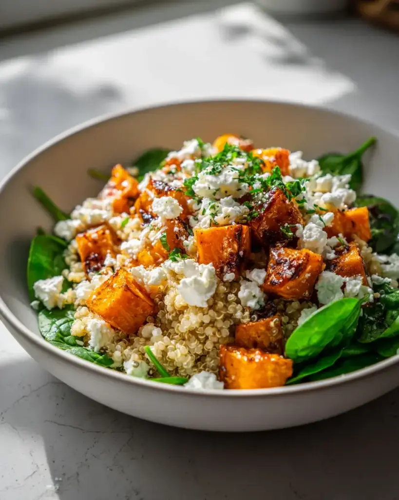 Süßkartoffel Quinoa Bowl Honig Feta