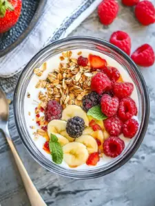 Vegane griechische Joghurt Superfood-Schüssel