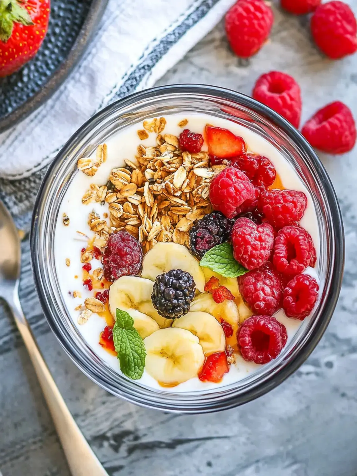 Einfacher veganer griechischer Joghurt Superfood-Schüssel 2 Veganer griechischer Joghurt Superfood-Schüssel