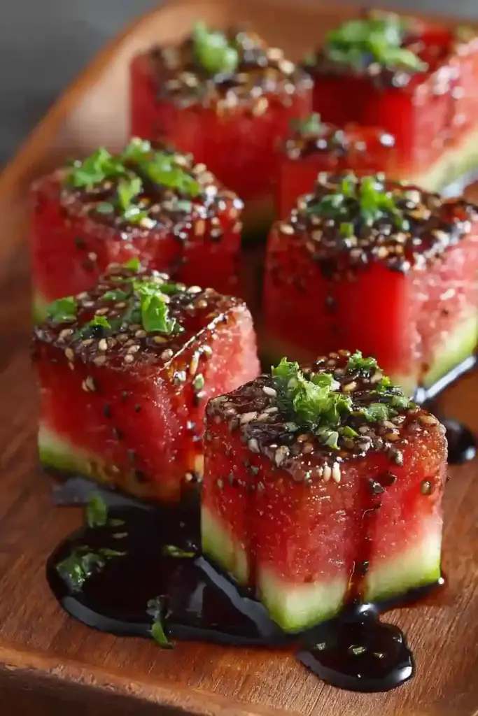 Wassermelonen-Häppchen mit Balsamico-Glasur
