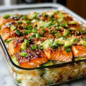 Würziger Lachs Sushi Auflauf
