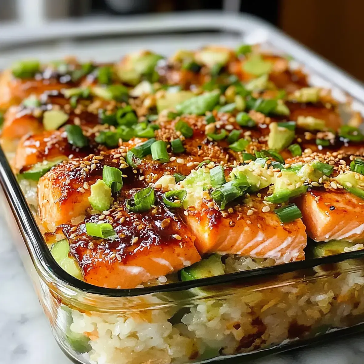 Würziger Lachs Sushi Auflauf