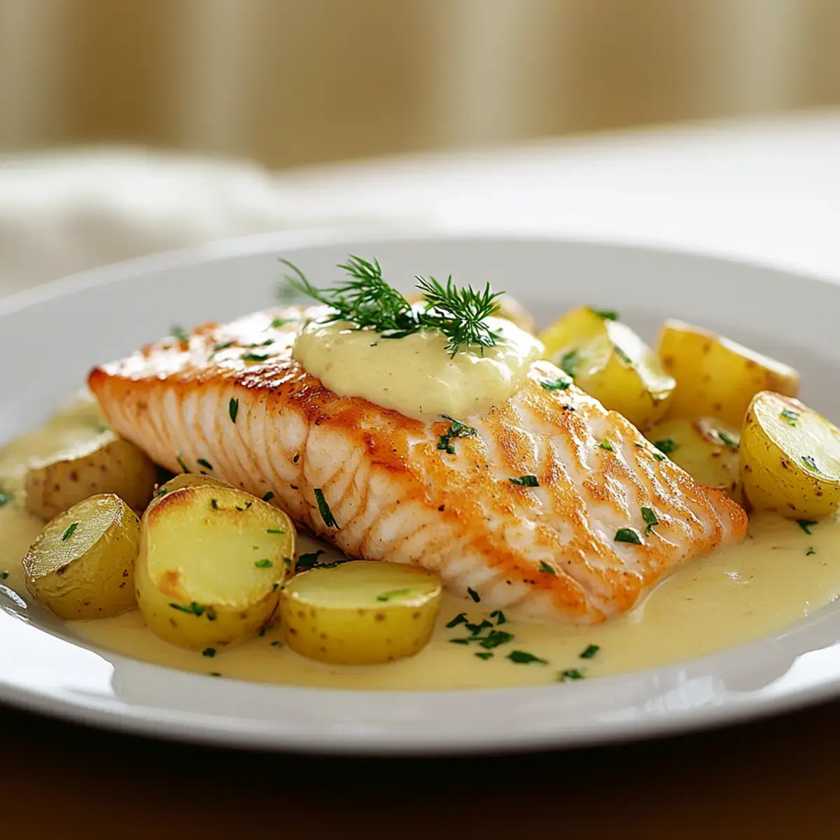 Zarter Lachs Auflauf mit Kartoffeln