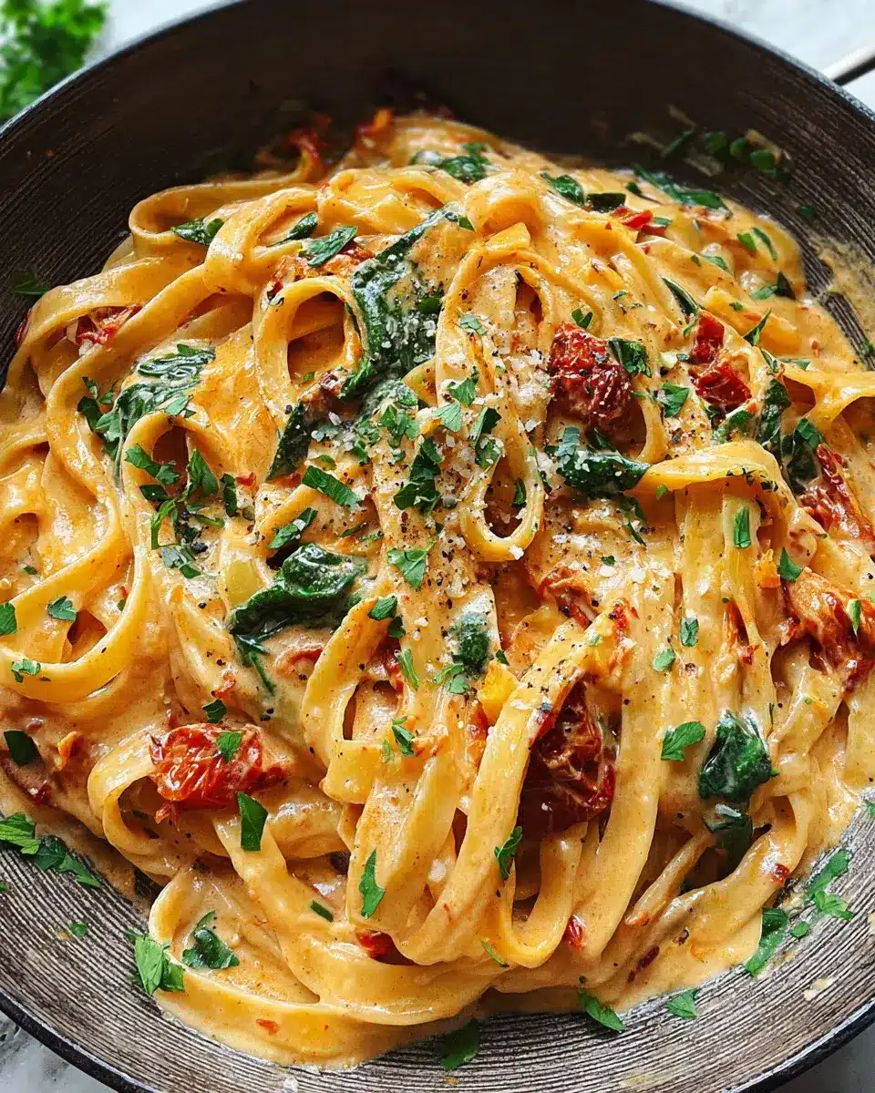 Rezept für cremige vegane Pasta mit sonnengetrockneten Tomaten 2 cremige vegane Pasta