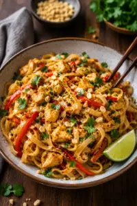 Einfaches, würziges Hähnchen-Pad-Thai