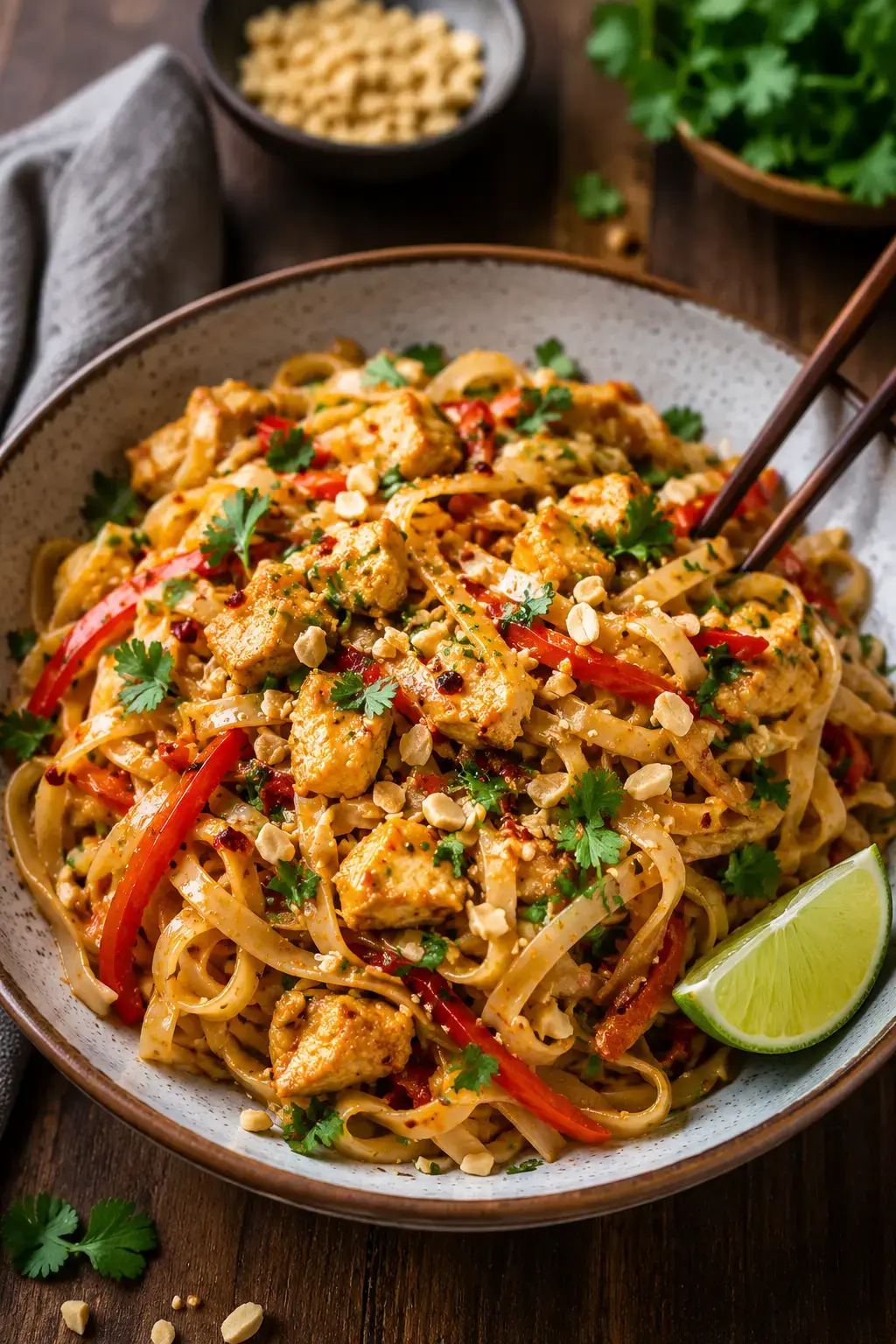 Einfaches, würziges Hähnchen-Pad-Thai – Ultimatives Rezept 2 einfaches würziges Hähnchen Pad Thai