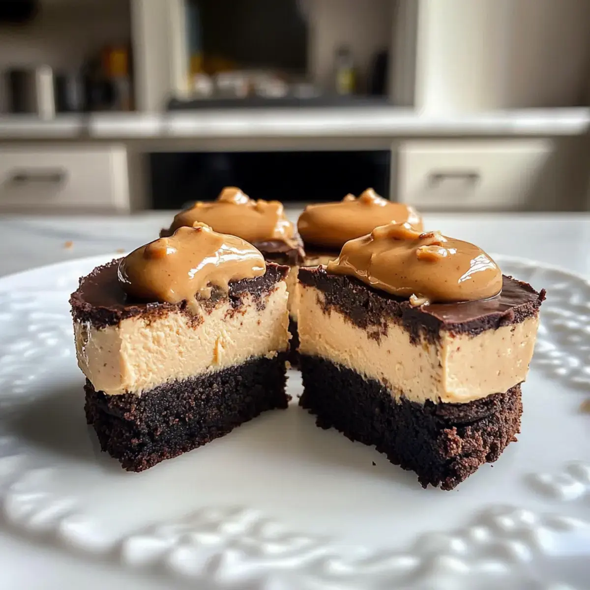 gesunde Brownie-Peanutbutter-Käsekuchen